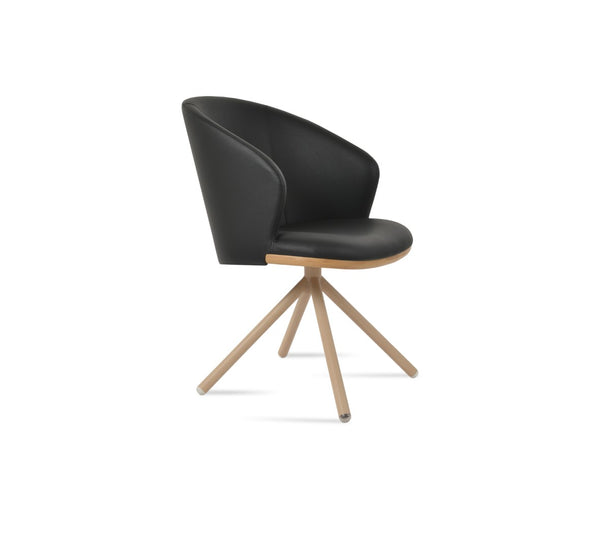Soho Concept Athena Stick Swivel Armchair – Stylish Leatherette Dining Chair With 2-year Guarantee, Soft Black Natural,Black  Soho-concept-dining-chair-00809