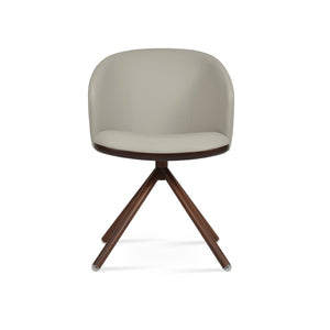 Soho Concept Athena Stick Swivel Armchair – Stylish Leatherette Dining Chair With 2-year Guarantee, Soft Black Walnut,Light Grey  Soho-concept-dining-chair-00812