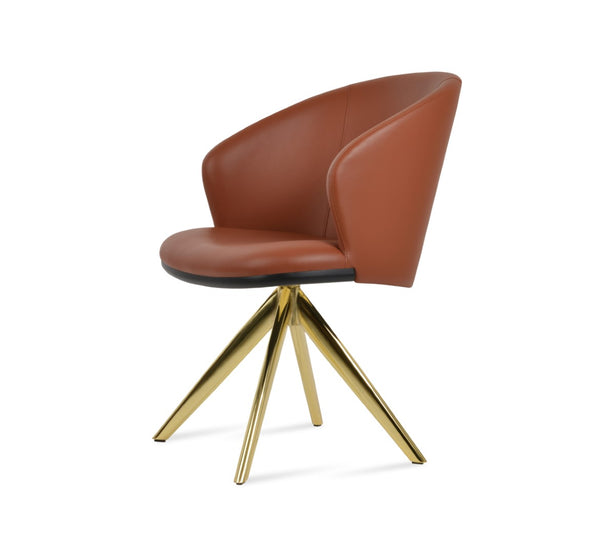 Soho Concept Athena Sword Swivel Armchair Dining Chair - Ergonomic Leatherette, 2-year Warranty, Stylish Colors Gold  Soho-concept-dining-chair-00823