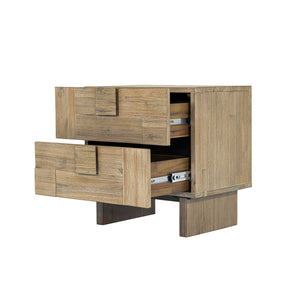 Lh Imports Atlantis Nightstand - Elegant Storage Solution With Velvet Lined Drawers & Smooth Metal Glides Brown Solid Acacia,Acacia Veneer,Mdf Atl002