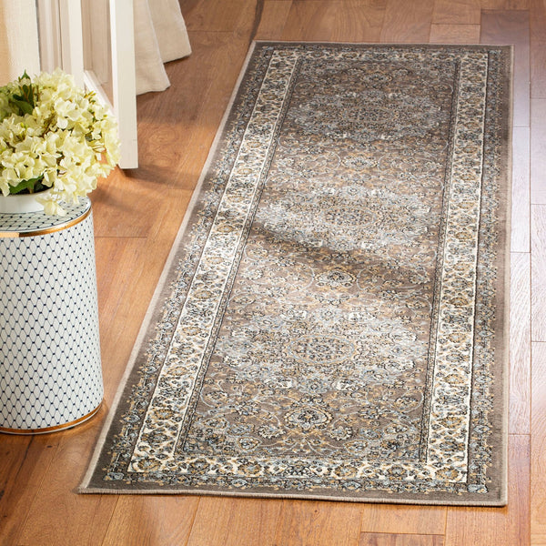 Safavieh Atlas Power Loomed Runner Rug - Exquisite Taupe And Blue Design For Elegant Home Décor Solutions Taupe ,Blue Viscose Pile Atl668e-24