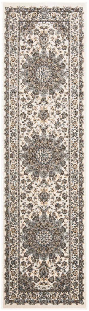Safavieh Atlas Power Loomed Runner Rug - Exquisite Taupe And Blue Design For Elegant Home Décor Solutions Ivory ,Blue Viscose Pile Atl668f-3