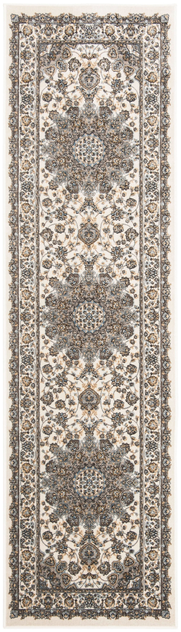 Safavieh Atlas Power Loomed Runner Rug - Exquisite Taupe And Blue Design For Elegant Home Décor Solutions Ivory ,Blue Viscose Pile Atl668f-3