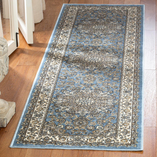 Safavieh Atlas Power Loomed Runner Rug - Exquisite Taupe And Blue Design For Elegant Home Décor Solutions Blue ,Ivory Viscose Pile Atl668l-24