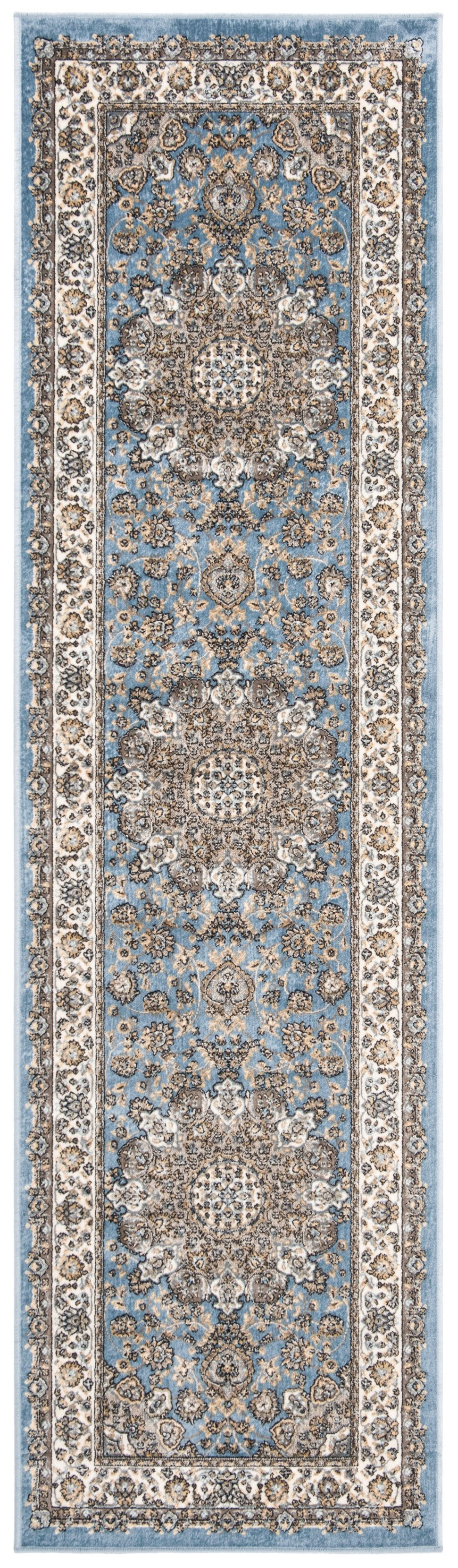 Safavieh Atlas Power Loomed Runner Rug - Exquisite Taupe And Blue Design For Elegant Home Décor Solutions Blue ,Ivory Viscose Pile Atl668l-24