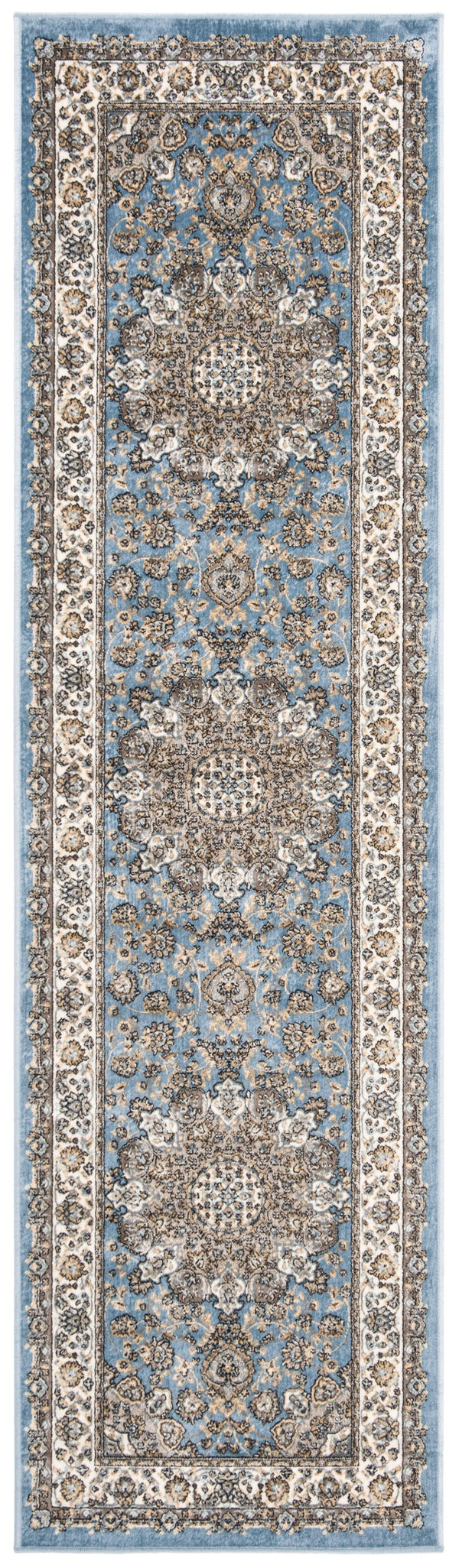 Safavieh Atlas Power Loomed Runner Rug - Exquisite Taupe And Blue Design For Elegant Home Décor Solutions Blue ,Ivory Viscose Pile Atl668l-24
