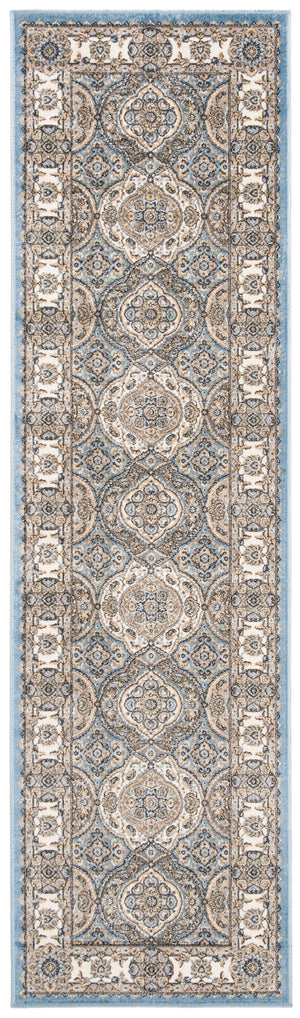 Safavieh Atlas Exquisite Runner Area Rug In Serene Blue And Ivory With Traditional Persian Motifs For Elegance Blue ,Ivory Viscose Pile Atl675l-24