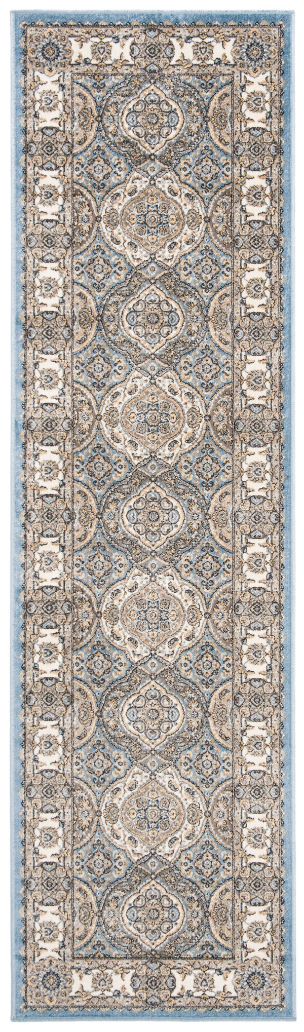 Safavieh Atlas Exquisite Runner Area Rug In Serene Blue And Ivory With Traditional Persian Motifs For Elegance Blue ,Ivory Viscose Pile Atl675l-24
