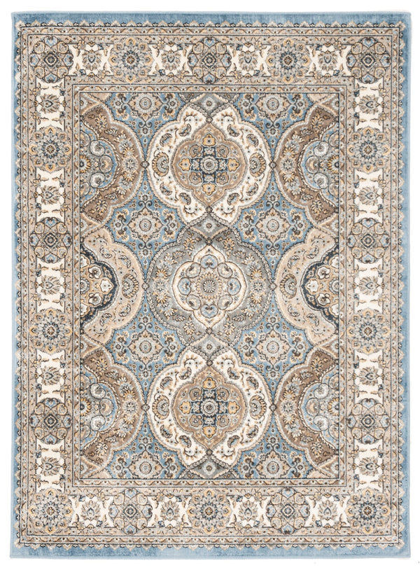 Safavieh Atlas Exquisite Runner Area Rug In Serene Blue And Ivory With Traditional Persian Motifs For Elegance Blue ,Ivory Viscose Pile Atl675l-24