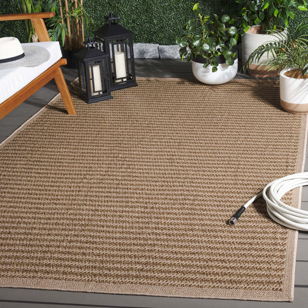 Safavieh Atrium 6ft 7in Indoor/Outdoor Area Rug - Luxurious Beige Design For Elegant Home Decor & Comfort Beige 42% Polypropylene,41% Jute,12% Polyester,5% Adhesive Material Atm104b-7r