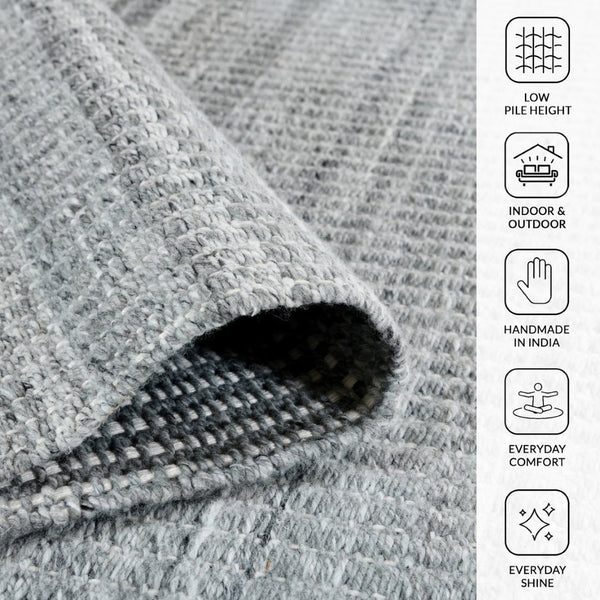 Amer Rugs Atlantic Hand-woven Area Rug In Geometric Design - Durable, Easy-care Solution For Any Space Dolphin Gray Yarn Atn10912