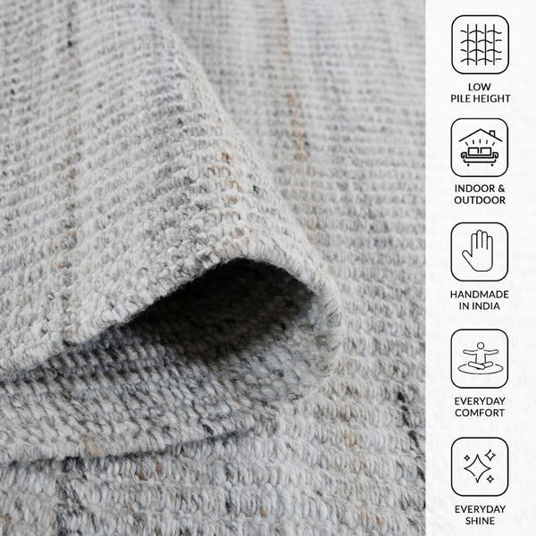 Amer Rugs Atlantic Hand-woven Area Rug In Geometric Design - Durable, Easy-care Solution For Any Space Dove Yarn Atn20508