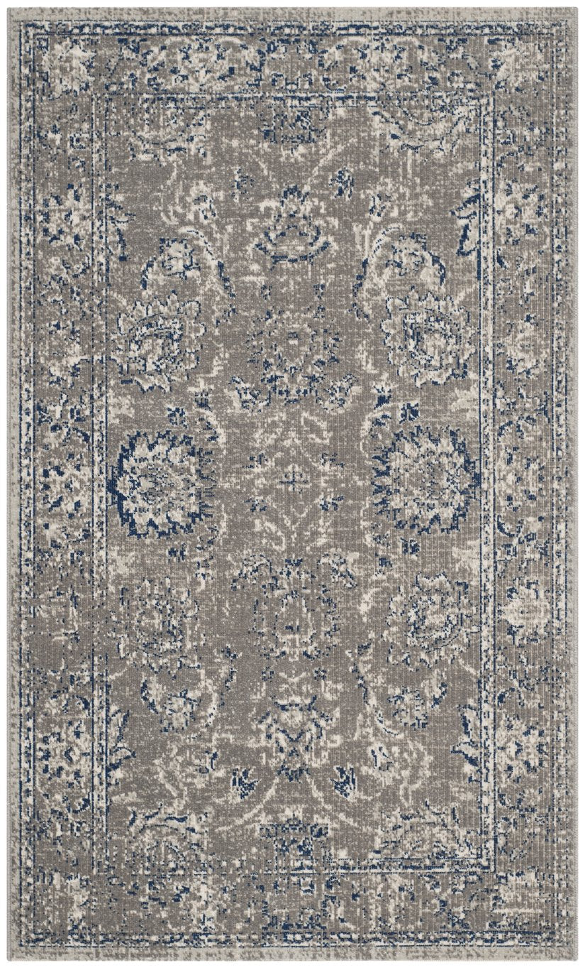 Safavieh Artisan Dark Grey/Blue 3' X 5' Turkish Area Rug - Elegant Floral Design, Oeko-tex Certified Luxury Decor Dark Grey ,Blue Polypropylene Pile Atn316a-3