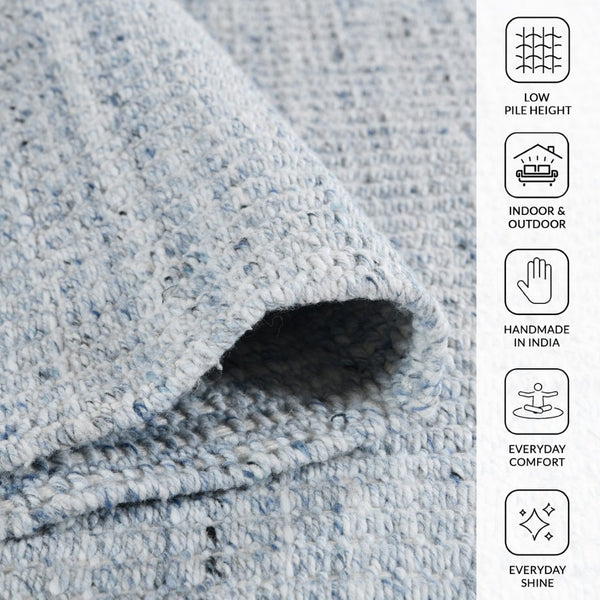 Amer Rugs Atlantic Hand-woven Area Rug In Geometric Design - Durable, Easy-care Solution For Any Space Sky Blue Yarn Atn50406