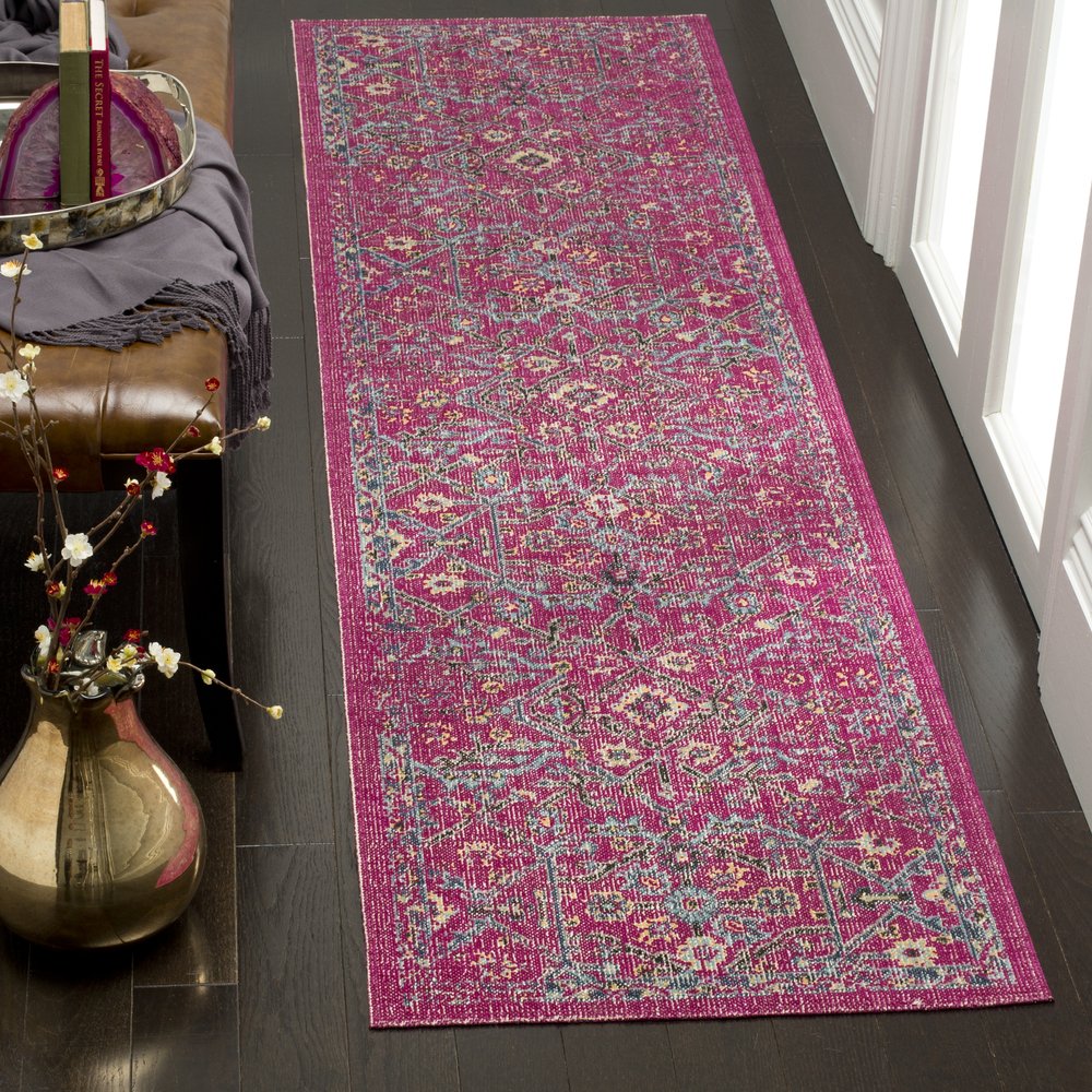 Safavieh Artisan Area Rug - Elegant Power-loomed Floor Covering With Vintage Charm And Modern Design Elements Fuchsia ,Anthracite 40% Polypropylene 27% Jute 20% Cotton 13% Polycotton Atn503b-4