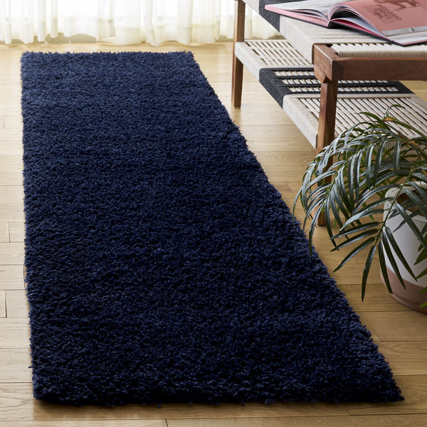 Safavieh Atlantis Plush Navy Shag Area Rug — Luxurious 1.75" Pile, Durable Polyester Jute Blend, Turkish Craftsmanship 4'-0" x 6'-0" ATS100N-4