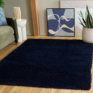 Safavieh Atlantis Luxury Navy Shag Rug — Plush Flokati Texture, Power-Loomed In Turkey For Cozy Elegance 6'-7" x 6'-7" ATS100N-7SQ