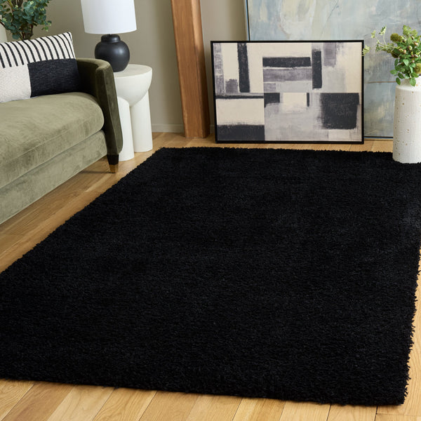 Safavieh Atlantis Luxurious Black Shag Runner — Plush Flokati Texture, Durable Power-Loomed Turkish Craftsmanship 2'-2" x 8'-0" ATS100Z-28