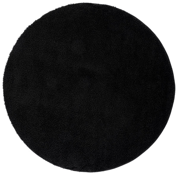 Safavieh Atlantis Plush Black Round Shag Rug — Power-Loomed Turkish Flokati Texture, Durable Luxury 6'-7" x 6'-7" ATS100Z-7R