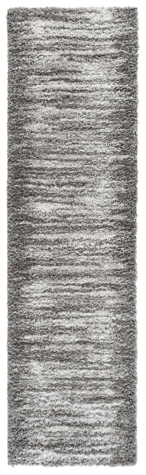 Safavieh Atlantis Plush Shag Runner Grey Ivory — 1.75" Pile, Power-Loomed Turkey, Soft Durable Hallway Rug 2'-2" x 8'-0" ATS104F-28
