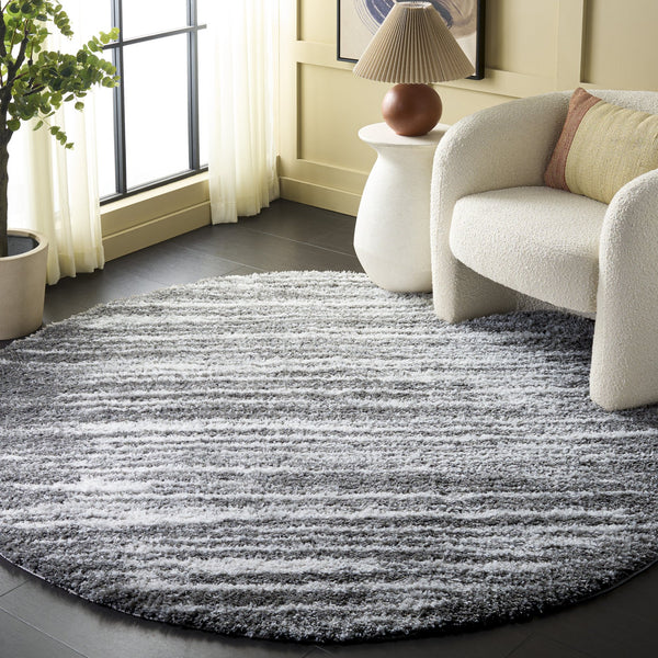 Safavieh Atlantis Plush Shag Rug In Grey Ivory Flokati Texture — Turkish Power-Loomed, Cozy Durable Style 5'-3" x 7'-6" ATS104F-5