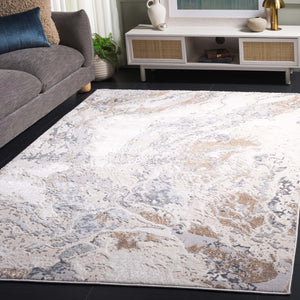 Safavieh Aura Oval 7X10 Rug Beige Grey – Low-Profile Power-Loomed Area Rug, Durable Blend, Modern Abstract AUA200B-7