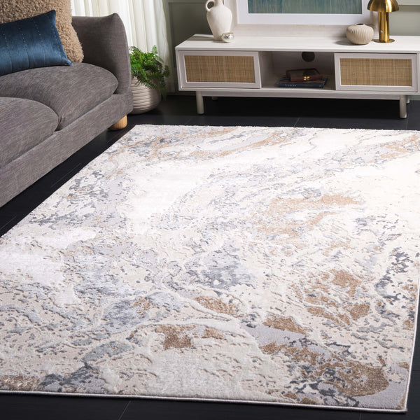 Safavieh Aura Oval 7X10 Rug Beige Grey – Low-Profile Power-Loomed Area Rug, Durable Blend, Modern Abstract AUA200B-7