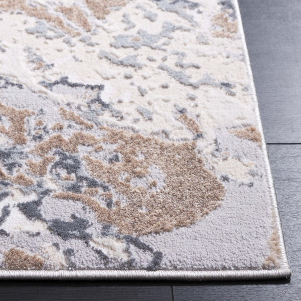 Safavieh Aura Power Loomed Geometric Area Rug Plush Transitional Accent for Living Spaces Beige AUA200B-5