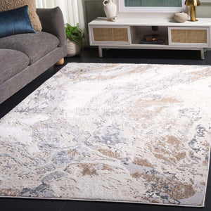 Safavieh Aura Power Loomed Geometric Area Rug Plush Transitional Accent for Living Spaces Beige AUA200B-5