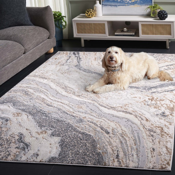 Safavieh Aura Power-Loomed Turkish Area Rug Neutral Tones Low Pile for Modern Living Rooms Beige AUA201B-5
