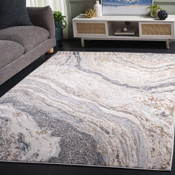 Safavieh Aura Power-Loomed Turkish Area Rug Neutral Tones Low Pile for Modern Living Rooms Beige AUA201B-5