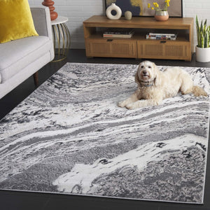 Safavieh Aura Power-Loomed Turkish Area Rug Neutral Tones Low Pile for Modern Living Rooms Gray AUA201F-5