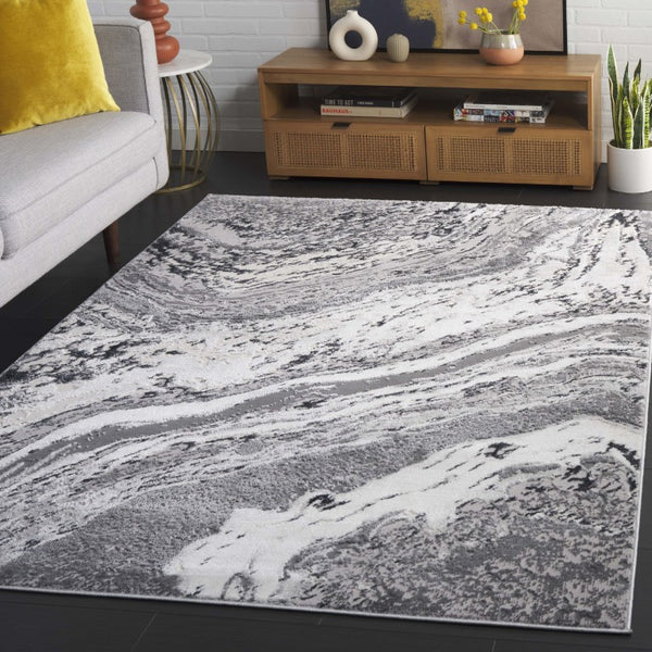 Safavieh Aura Power-Loomed Turkish Area Rug Neutral Tones Low Pile for Modern Living Rooms Gray AUA201F-5