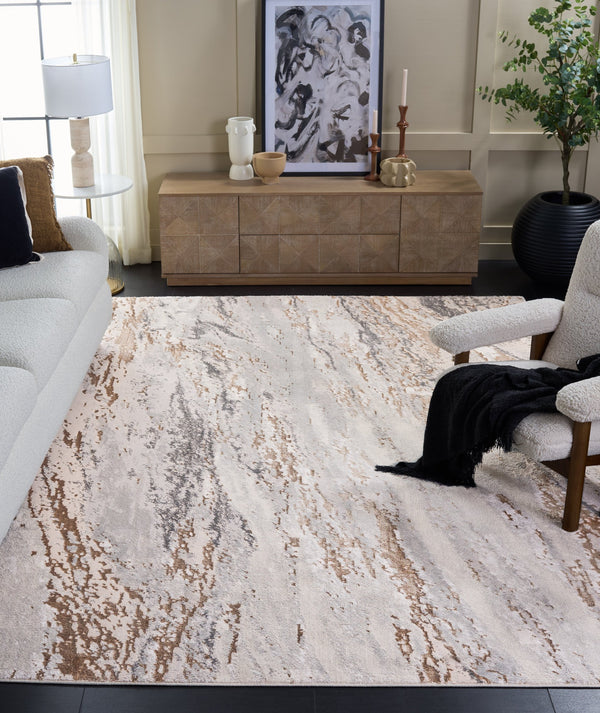 Safavieh Aura Oval 7X10 Rug Grey Beige - Low‑Pile Turkish Power‑Loomed Blend, Durable Soft Texture For Living Rooms AUA202F-7
