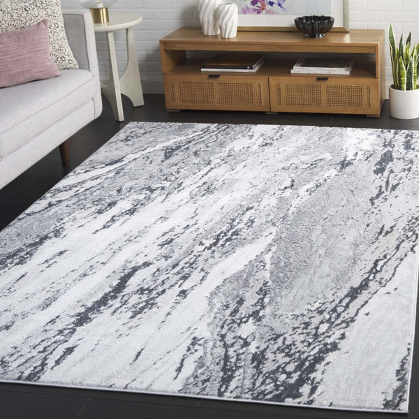Safavieh Aura Power Loomed Ivory Grey Transitional Area Rug Low Pile Living Room Floor Accent AUA202H-6