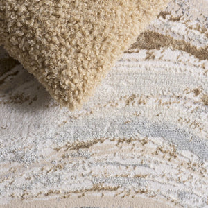 Safavieh Aura Power Loomed Geometric Area Rug Neutral Tones for Modern Living Spaces Beige 5'-3" x 7'-0" AUA204B-5