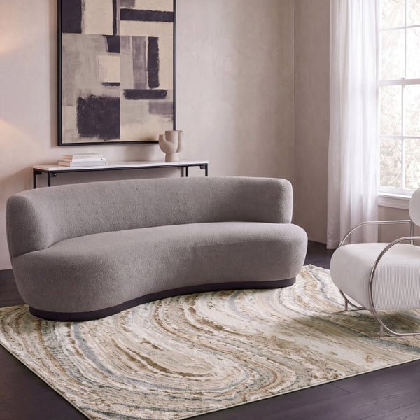 Safavieh Aura Power Loomed Geometric Area Rug Neutral Tones for Modern Living Spaces Beige 5'-3" x 7'-0" AUA204B-5