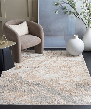 Safavieh Aura Power Loomed Area Rug Neutral Modern Pattern for Living Room or Bedroom Beige AUA206B-5