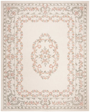 Safavieh Aubusson Hand Tufted Wool Floral Rug Old World Ivory Blush Living Room Accent 10'-0" x 14'-0" AUB102A-10