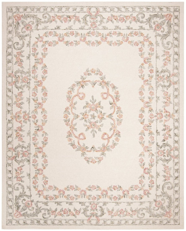 Safavieh Aubusson Hand Tufted Wool Floral Rug Old World Ivory Blush Living Room Accent 10'-0" x 14'-0" AUB102A-10