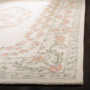 Safavieh Aubusson Hand Tufted Wool Floral Rug Old World Ivory Blush Living Room Accent 2'-3" x 12'-0" AUB102A-212