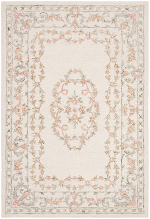 Safavieh Aubusson Hand Tufted Wool Floral Rug Old World Ivory Blush Living Room Accent 3'-0" x 5'-0" AUB102A-3
