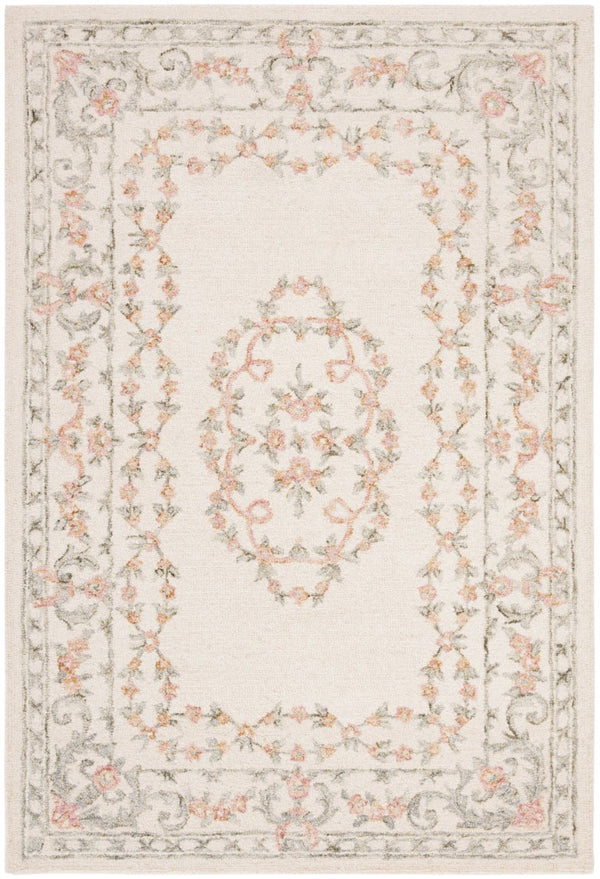 Safavieh Aubusson Hand Tufted Wool Floral Rug Old World Ivory Blush Living Room Accent 3'-0" x 5'-0" AUB102A-3