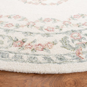 Safavieh Aubusson Hand Tufted Wool Floral Rug Old World Ivory Blush Living Room Accent 4'-0" x 4'-0" Round AUB102A-4R