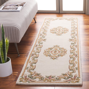Safavieh Aubusson Hand-tufted Area Rug – Luxurious Ivory & Green Floral Design, Crafted For Timeless Elegance Ivory ,Green 80% Wool,20% Cotton Aub301a-28