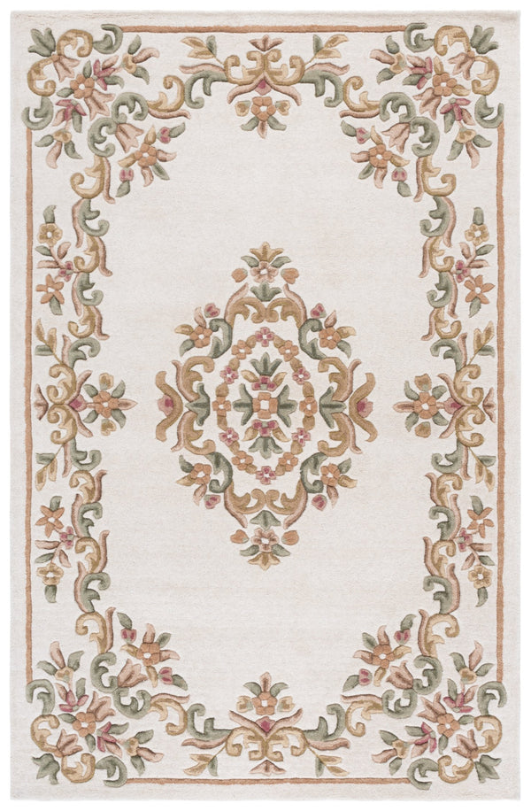 Safavieh Aubusson Hand-tufted Area Rug – Luxurious Ivory & Green Floral Design, Crafted For Timeless Elegance Ivory ,Green 80% Wool,20% Cotton Aub301a-28