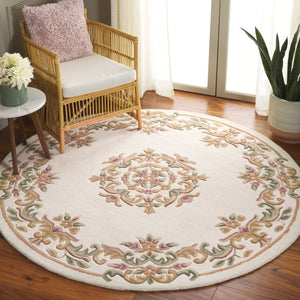 Safavieh Aubusson Hand-tufted Area Rug – Luxurious Ivory & Green Floral Design, Crafted For Timeless Elegance Ivory ,Green 80% Wool,20% Cotton Aub301a-28