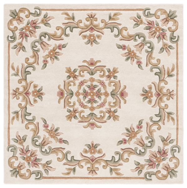 Safavieh Aubusson Hand-tufted Area Rug – Luxurious Ivory & Green Floral Design, Crafted For Timeless Elegance Ivory ,Green 80% Wool,20% Cotton Aub301a-28