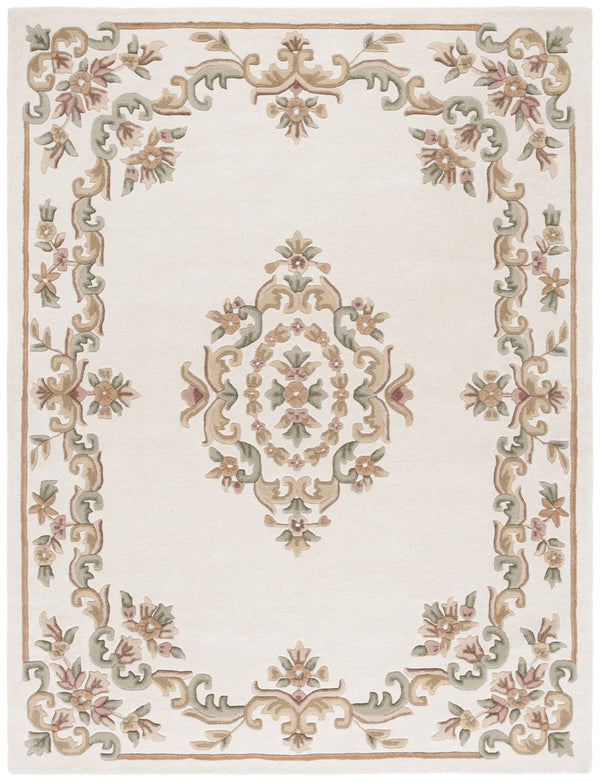 Safavieh Aubusson Hand-tufted Area Rug – Luxurious Ivory & Green Floral Design, Crafted For Timeless Elegance Ivory ,Green 80% Wool,20% Cotton Aub301a-28