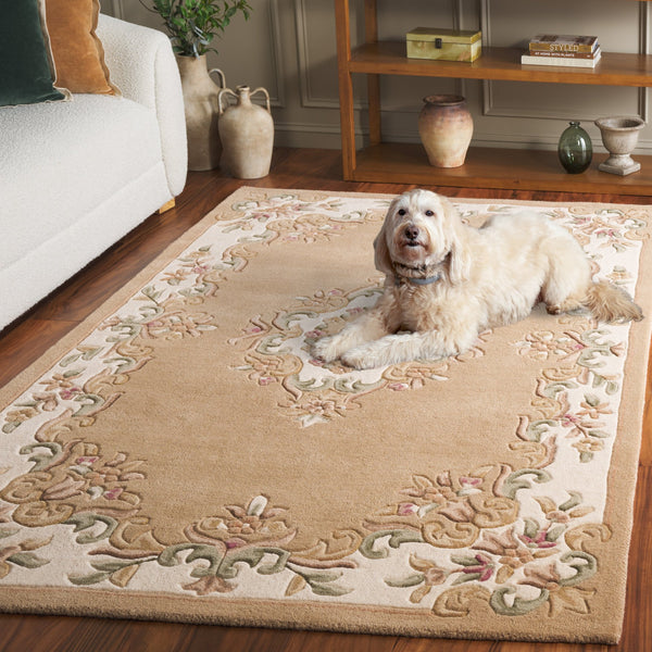 Safavieh Aubusson Hand-tufted Area Rug – Luxurious Ivory & Green Floral Design, Crafted For Timeless Elegance Beige ,Ivory 80% Wool,20% Cotton Aub301b-8